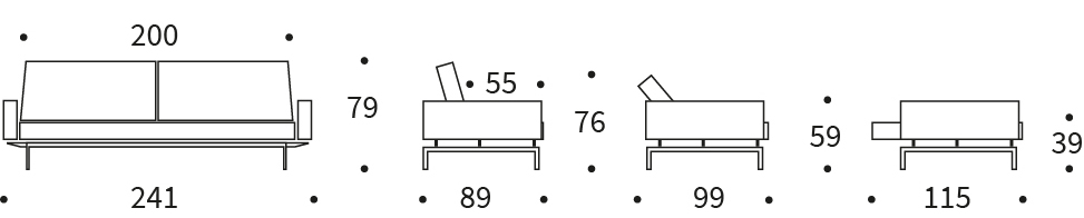 Bedworks Sofa Beds - Splitback with Arms Dimensions